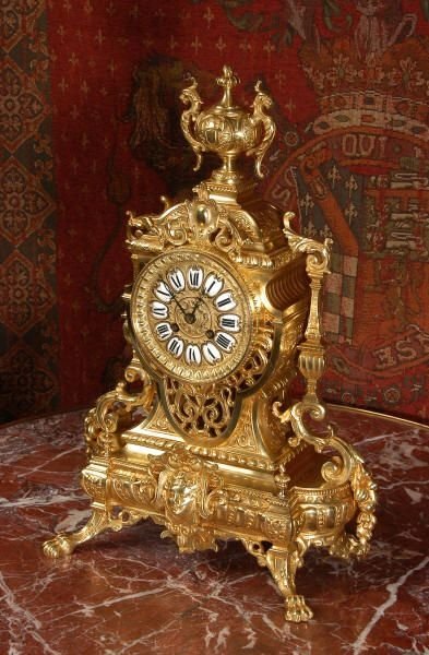 fig 1. Large Antique French Gilt Brass Clock