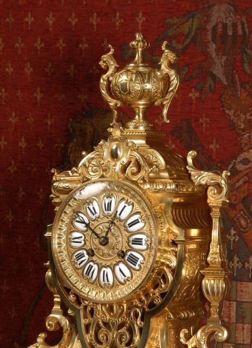 fig 3. Large Antique French Gilt Brass Clock