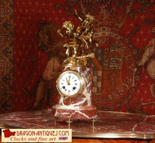 Antique French Gilt and Marble Table Clock