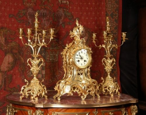 fig 1. Antique French Gilt Brass Clock Set
by Louis Japy