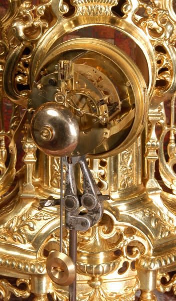 fig 4. Large Antique Gilt Brass Clock Set
