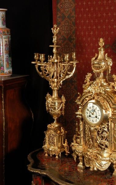 fig 3. Huge Antique French Gilt Brass Clock Set
by Samuel Marti
