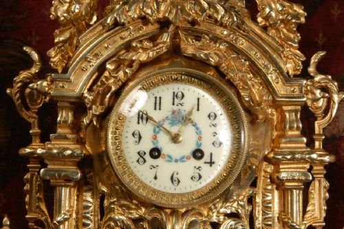 fig 2. Huge Antique French Gilt Brass Clock Set
by Samuel Marti