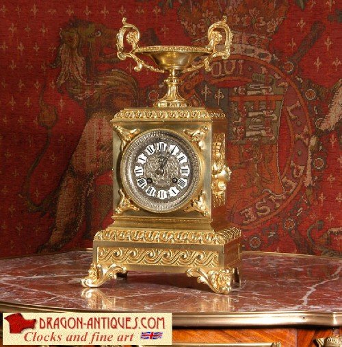 Antique French Gilt Brass Table Clock