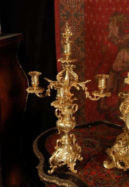fig 3. Japy Freres Large Antique French Rococo Clock Set