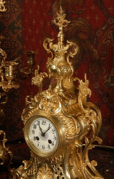 fig 2. Japy Freres Large Antique French Rococo Clock Set