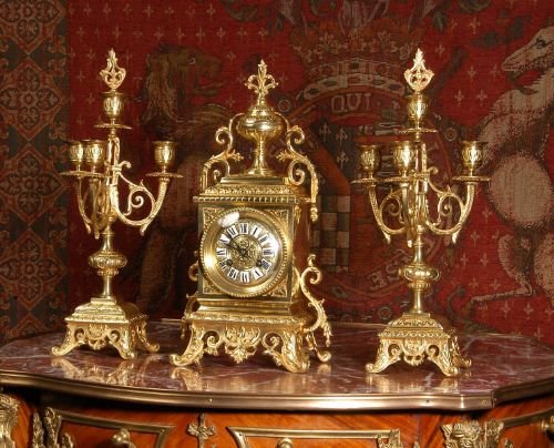 fig 1. Antique French Boudoir Clock Set