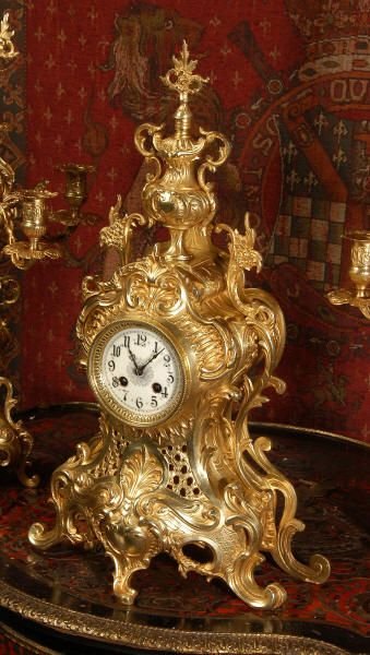 fig 2. Japy Freres Large Antique French Rococo Clock Set
