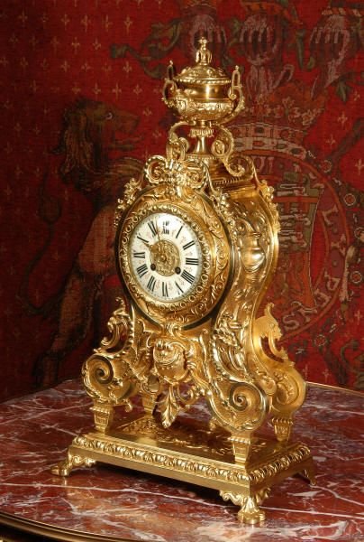 fig 1. Large Antique French Gilt Brass Clock