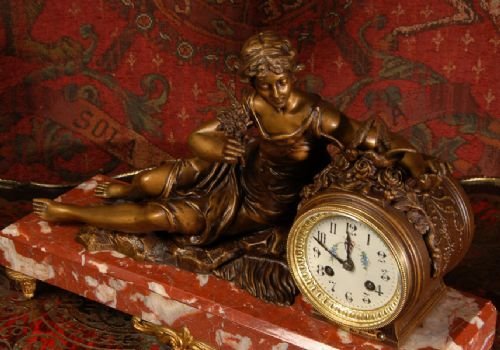fig 1. Les Favoris, Antique French Clock Set
by O. Ruffony (d. 1925)