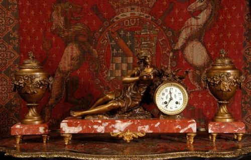 fig 3. Les Favoris, Antique French Clock Set
by O. Ruffony (d. 1925)