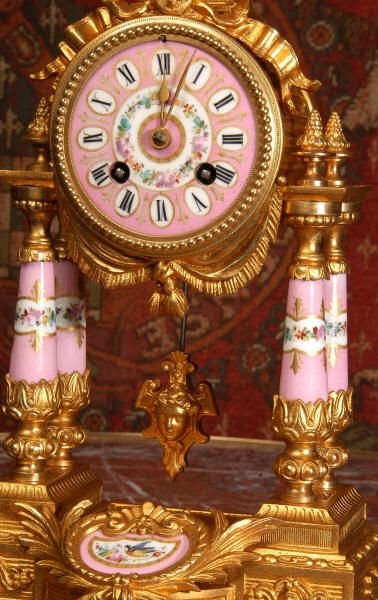 fig 2. Antique French Sevrés Porcelain & Gilt Boudoir Table Clock