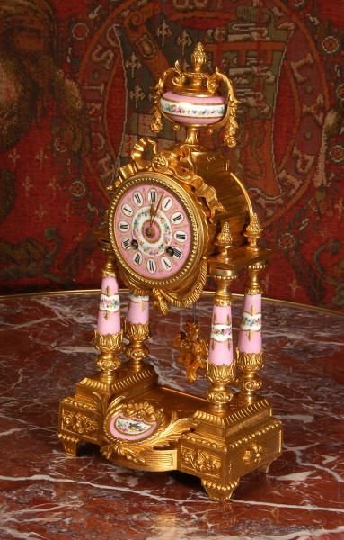 fig 1. Antique French Sevrés Porcelain & Gilt Boudoir Table Clock