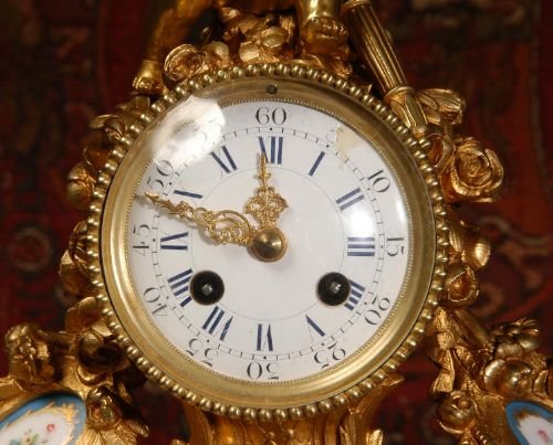 fig 3. Japy Freres Sevres Porcelain and Ormolu Boudoir Clock - Cupid and Love
