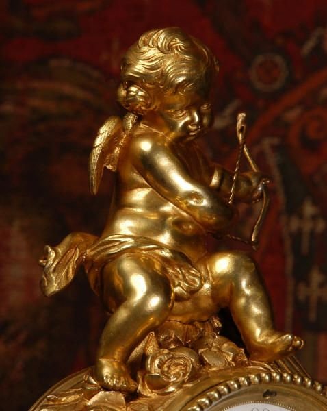 fig 1. Japy Freres Sevres Porcelain and Ormolu Boudoir Clock - Cupid and Love