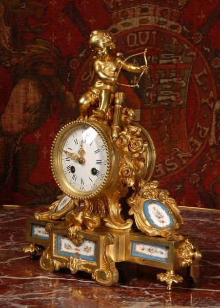 fig 2. Japy Freres Sevres Porcelain and Ormolu Boudoir Clock - Cupid and Love