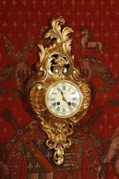 fig 2. Antique French Gilt Brass Cartel Wall Clock