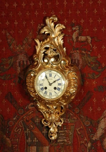 fig 1. Antique French Gilt Brass Cartel Wall Clock
