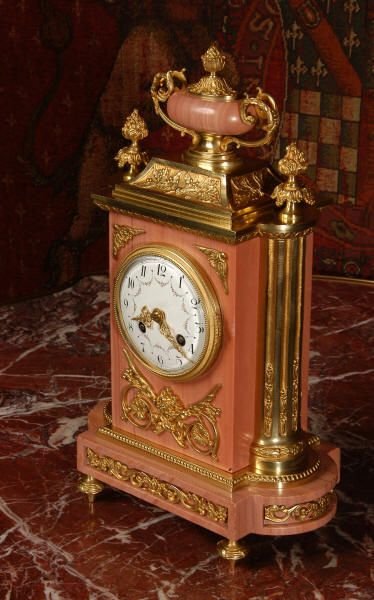 fig 1. Antique French Ormolu and Pink Marble
Boudoir Clock