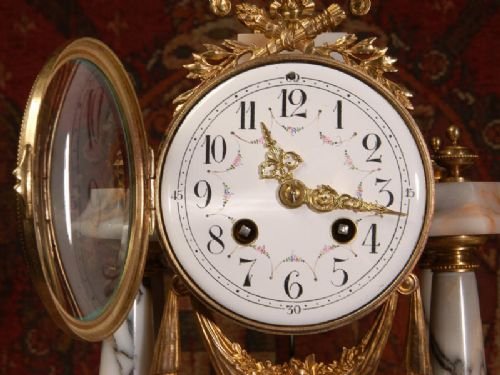 fig 3. Stunning Marble and Ormolu Portico Clock Set
by Samuel Marti