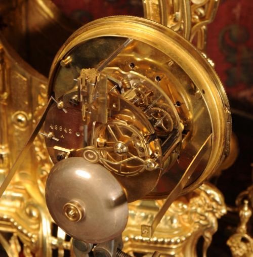 fig 4. Japy Freres Large Antique French Gilt Brass Clock Set