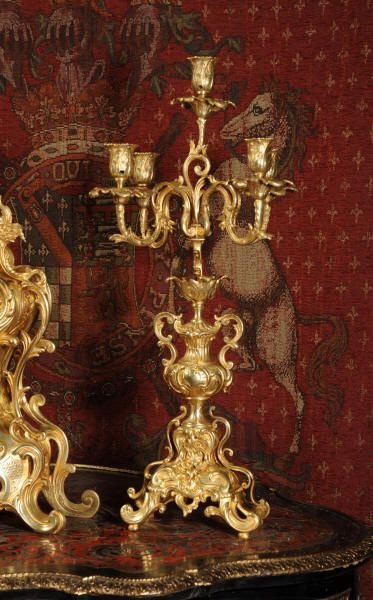 fig 3. Louis Japy Large Antique French Gilt Brass Clock Set