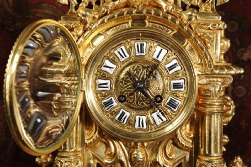 fig 2. Large Antique French Gilt Bronze Candelabra Clock Set