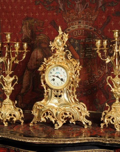 fig 2. Antique French Gilt Brass Clock Set
by Samuel Marti