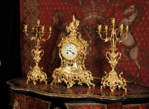 fig 1. Antique French Gilt Brass Clock Set
by Samuel Marti