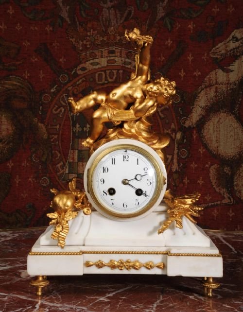 fig 1. Stunning Antique French Boudoir Clock
Cherub of Music