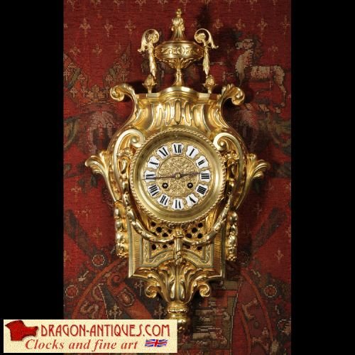 Japy Freres Antique French Gilt Brass Clock