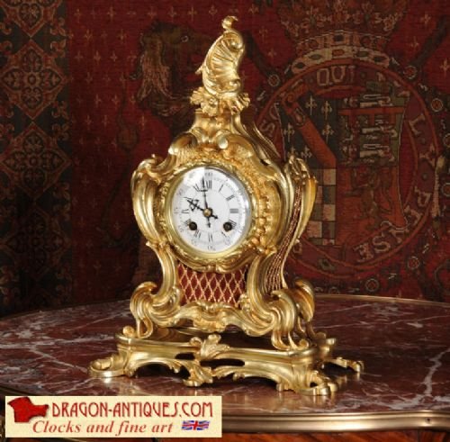 Antique French Rococo Boudoir Table Clock