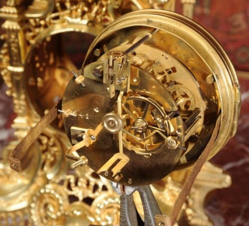 fig 4. Antique French Gilt Brass Clock ~ Panthers