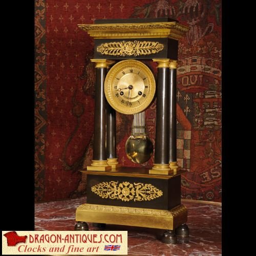 Early Antique French Portico Clock
