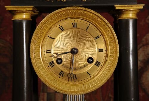 fig 1. Early Antique French Portico Clock