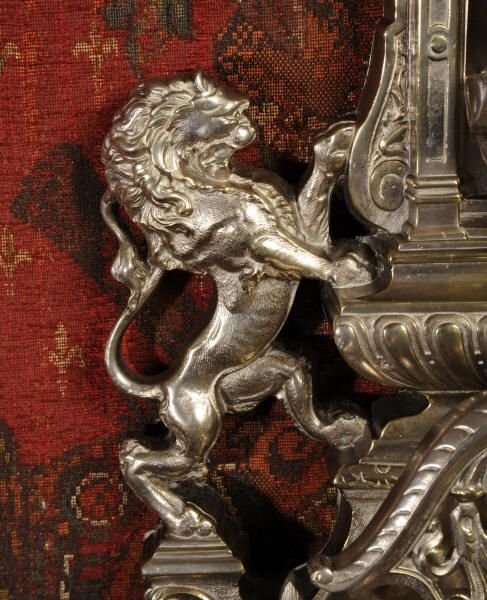 fig 2. Huge Antique French Cartel Wall Clock Knight and Lions Rampant