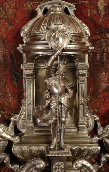 fig 1. Huge Antique French Cartel Wall Clock Knight and Lions Rampant