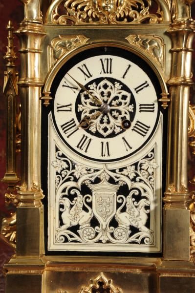 fig 1. Rare French Antique Gothic Table Clock