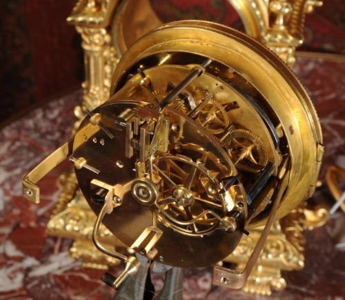 fig 4. Antique French Gilt Brass Portico Clock