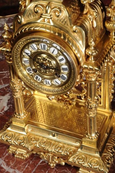 fig 2. Antique French Gilt Brass Portico Clock