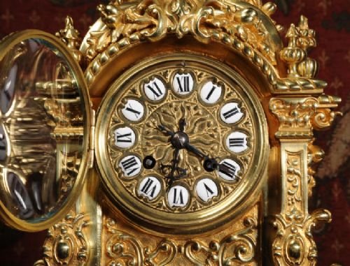 fig 3. Japy Freres Large Gilt Brass Clock