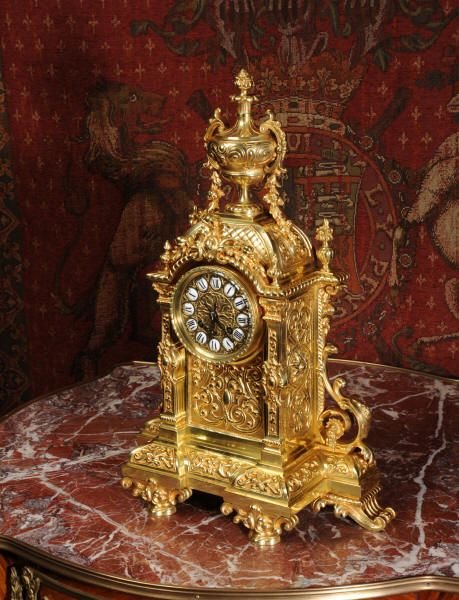 fig 1. Japy Freres Large Gilt Brass Clock