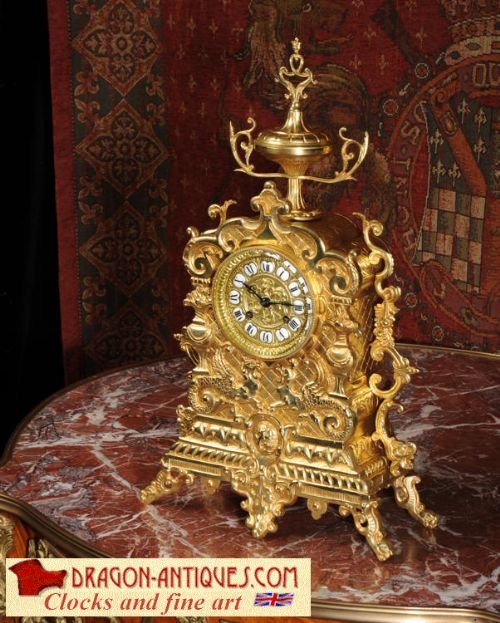 Antique French Gilt Brass Mantle Clock