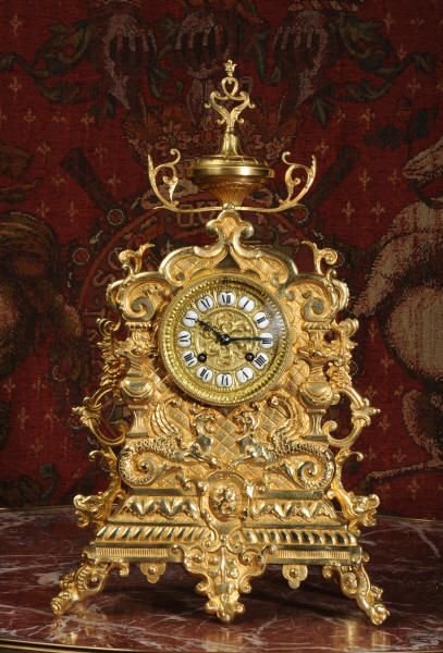 fig 2. Antique French Gilt Brass Mantle Clock