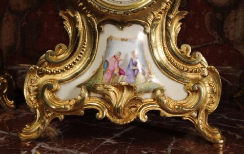 fig 3. Stunning Sevres Porcelain and Gilt Brass Clock Set