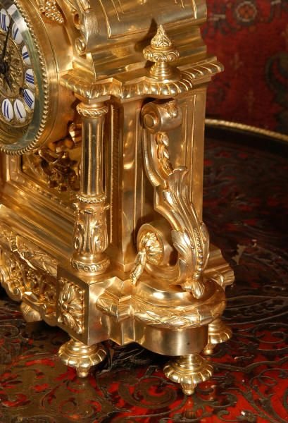 fig 2. Superb Japy Freres Large Antique French Brass Clock Set