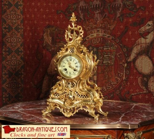 Antique French Rococo Boudoir Clock