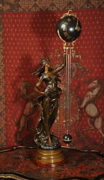 fig 1. Rare Large Swinging Mystery Clock
by Auguste Louis Mathurin Moreau (1834-1917)