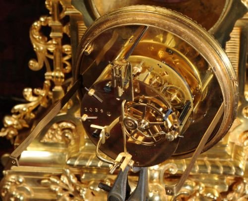 fig 4. Large Antique French Gilt Brass Clock Set