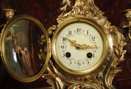 fig 3. Stunning Antique French Rococo Clock Set